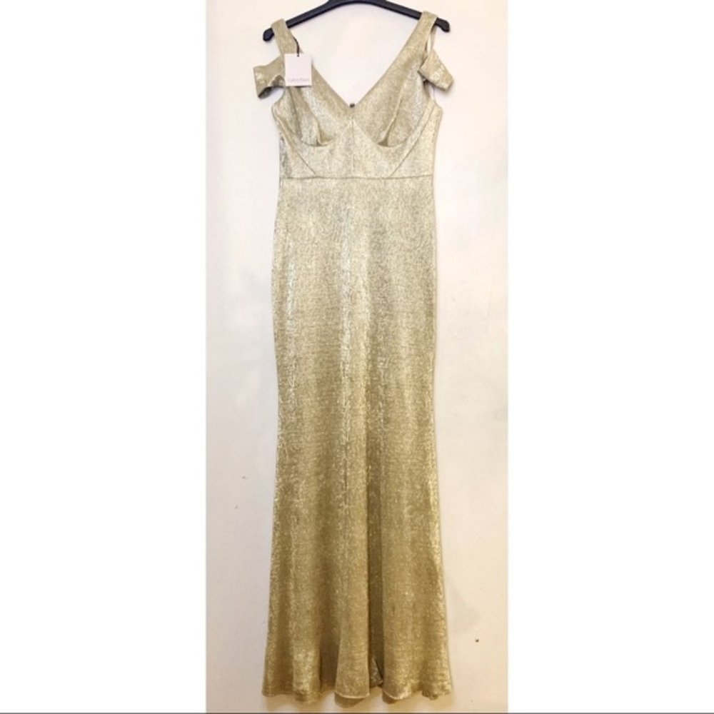 NEW Calvin Klein olden metallic gown